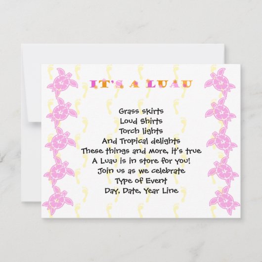 ハイビスカスカメルアウ（ハワイ式宴会）パーティの招待状 招待状 (正面)