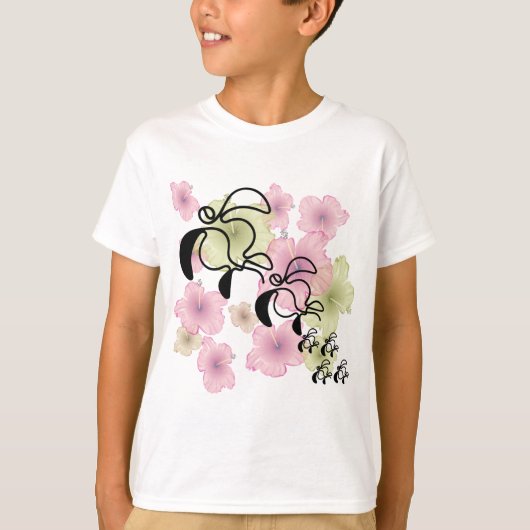 ハイビスカスカメ家族 Tシャツ (正面)