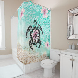 ハイビスカスカメ シャワーカーテン