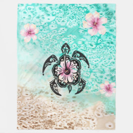 ハイビスカスカメ フリースブランケット