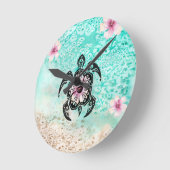 ハイビスカスカメ ラウンド壁時計 (傾斜)