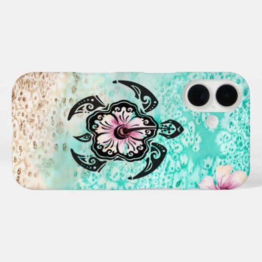 ハイビスカスカメ Case-Mate iPhoneケース (裏面 (横))