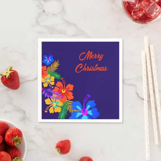 ハイビスカスクリスマスルアウ(ハワイ式宴会)パーティーナプキンス スタンダードカクテルナプキン (インサイチュ)