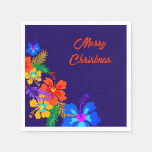 ハイビスカスクリスマスルアウ(ハワイ式宴会)パーティーナプキンス スタンダードカクテルナプキン (正面)