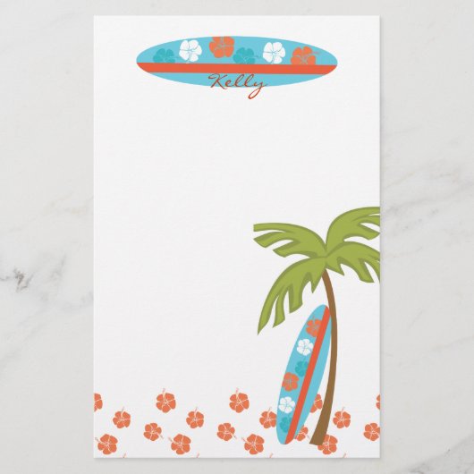 ハイビスカスサーフボード 便箋 (正面)