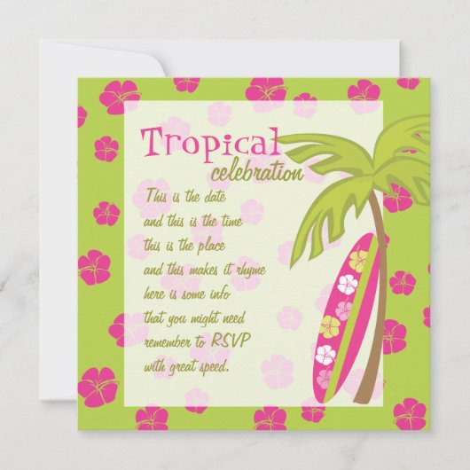 ハイビスカスサーフボード 招待状 (正面)