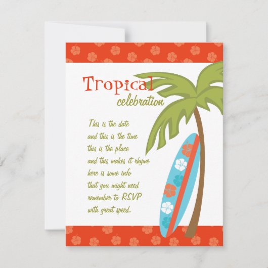 ハイビスカスサーフボード 招待状 (正面)