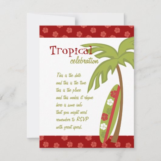 ハイビスカスサーフボード 招待状 (正面)