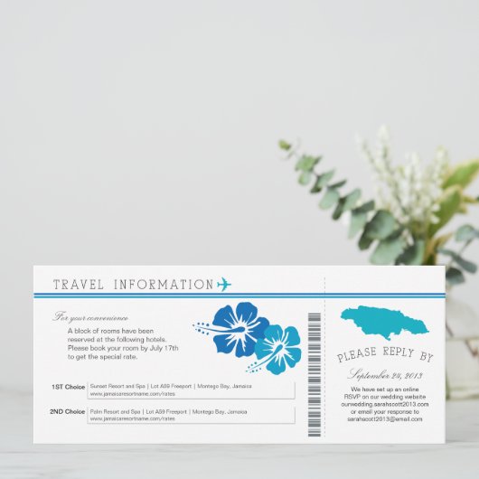 ハイビスカスジャマイカボーディングパス |宿泊施設 招待状 (スタンド正面)