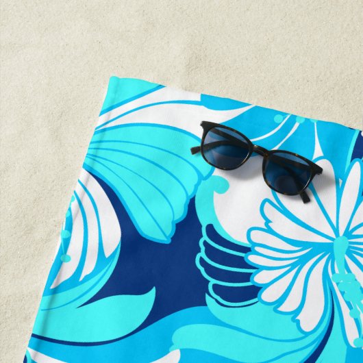 ハイビスカスジャングルハワイアントロピカルフローラ-ターク ビーチタオル (インサイチュ)