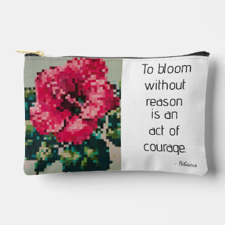 ハイビスカスソフトパステルフローラピクセルアート アクセサリーポーチ