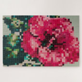 ハイビスカスソフトパステルフローラピクセルアート ジグソーパズル (横)