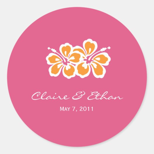 ハイビスカスディライト好意ステッカー – Azalea - ラウンドシール (正面)