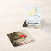 ハイビスカストロピカルビーブストローハット スクエアペーパーコースター (インサイチュ)