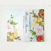 ハイビスカストロピカルフラワーのウェディングバックドロップ タペストリー (正面(横))