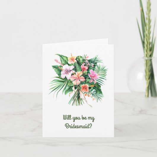 ハイビスカストロピカルブーケ結婚式パーティーの提案 招待状 (正面)