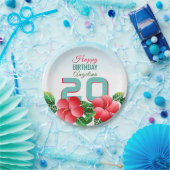 ハイビスカスハワイアントロピカルパーソナライズされた誕生日 ペーパープレート (パーティー)