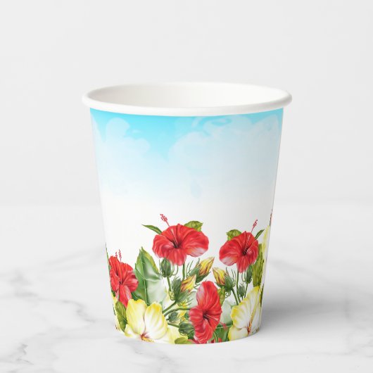 ハイビスカスハワイアントロピカルパーソナライズされた誕生日 紙コップ (裏面)