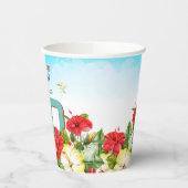 ハイビスカスハワイアントロピカルパーソナライズされた誕生日 紙コップ (左)