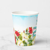 ハイビスカスハワイアントロピカルパーソナライズされた誕生日 紙コップ (右)