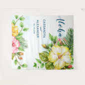 ハイビスカスハワイアントロピカル結婚フローラの背景 タペストリー (正面(横))