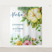 ハイビスカスハワイアントロピカル結婚フローラの背景 タペストリー (正面)