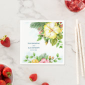 ハイビスカスハワイアントロピカル結婚フローラ スタンダードカクテルナプキン (インサイチュ)