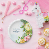 ハイビスカスハワイアントロピカル結婚フローラ ペーパープレート (パーティー)