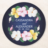 ハイビスカスハワイアントロピカル結婚フローラ ラウンドペーパーコースター (正面)