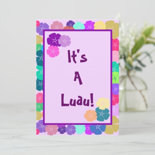 ハイビスカスハワイアンルアウ（ハワイ式宴会）パーティの招待状 招待状 (スタンド正面)