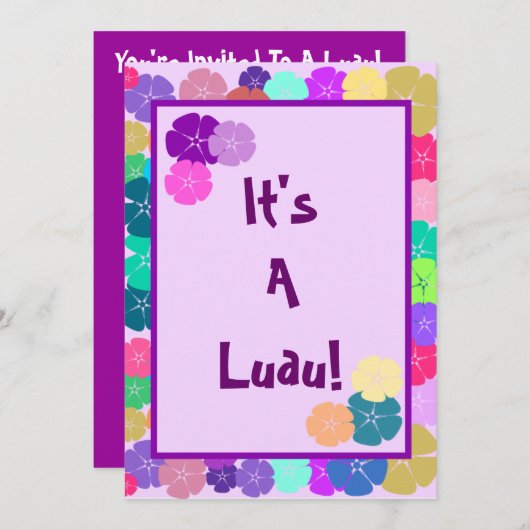 ハイビスカスハワイアンルアウ(ハワイ式宴会)パーティの招待状 招待状 (正面/裏面)