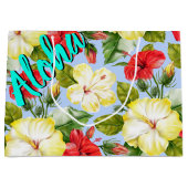 ハイビスカスハワイアン熱帯フローラ ラージペーパーバッグ (正面)