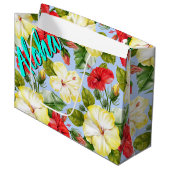 ハイビスカスハワイアン熱帯フローラ ラージペーパーバッグ (正面アングル)
