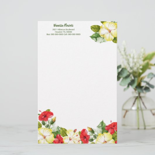 ハイビスカスハワイアン熱帯フローラ 便箋 (スタンド正面)