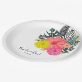 ハイビスカスハワイトロピカルハンドドロー結婚ドフローラ ペーパープレート (アングル)