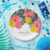 ハイビスカスハワイトロピカルハンド引き出し明結婚るい ペーパープレート (パーティー)