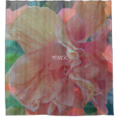 ハイビスカスパイク生地モノグラム シャワーカーテン (正面)