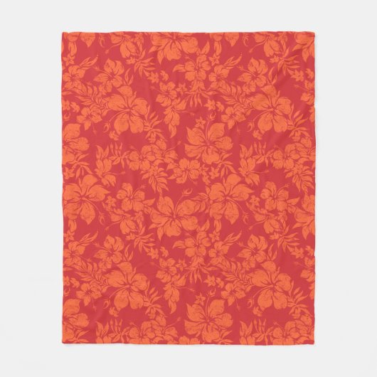 ハイビスカスパラオハワイアンフローラアロハシャツプリント フリースブランケット (正面)