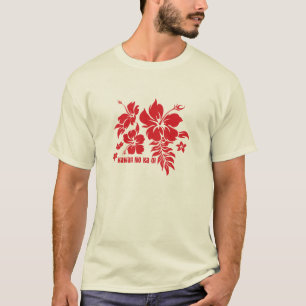 ハイビスカスパラオハワイアンフローライン赤for Tees Tシャツ