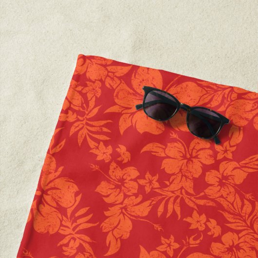 ハイビスカスパレーオ動揺してハワイアンフローラレッド ビーチタオル (インサイチュ)