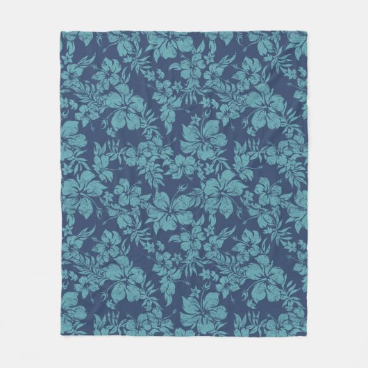 ハイビスカスパレーハワイアンフローラアロハシャツプリント フリースブランケット (正面)