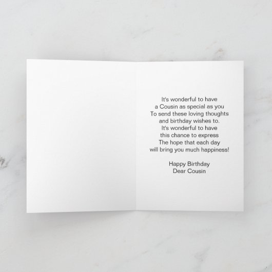 ハイビスカスパーソナライズされたいとこの誕生日 カード (内部)