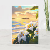 ハイビスカスパーソナライズされたトロピカル誕生日カード カード (正面)