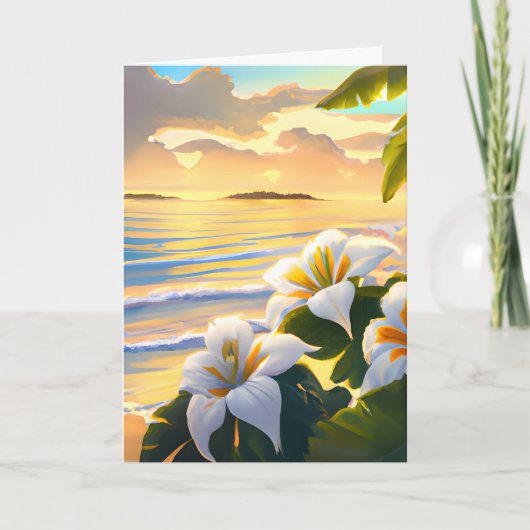ハイビスカスパーソナライズされたトロピカル誕生日カード カード (正面)