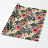 ハイビスカスパームココナッツラッピングペーパー ラッピングペーパー (アンロールド)