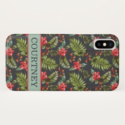 ハイビスカスパームトロピカルフローラ | サンゴとミント Case-Mate iPhoneケース (裏面(横))