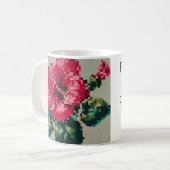 ハイビスカスピクセルアートフローラパステルエカラー コーヒーマグカップ (正面左)