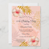 ハイビスカスピンクトロピックフローラ誕生日パーティー 招待状 (正面)