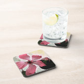 ハイビスカスピンク熱帯花サマーエキゾチックフローラ コースター (右側)