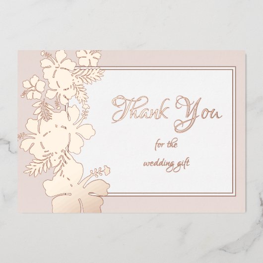 ハイビスカスフォイルすべての行事エレガントサンキュー 箔招待状 (正面)